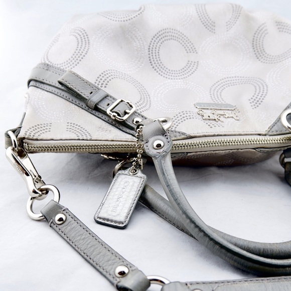 COACH Madison Dotted Op Art Sophia Silver satchel - Picture 5 of 7